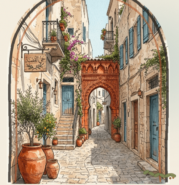Qalam Studio, illustrated Andalusian alley artwork